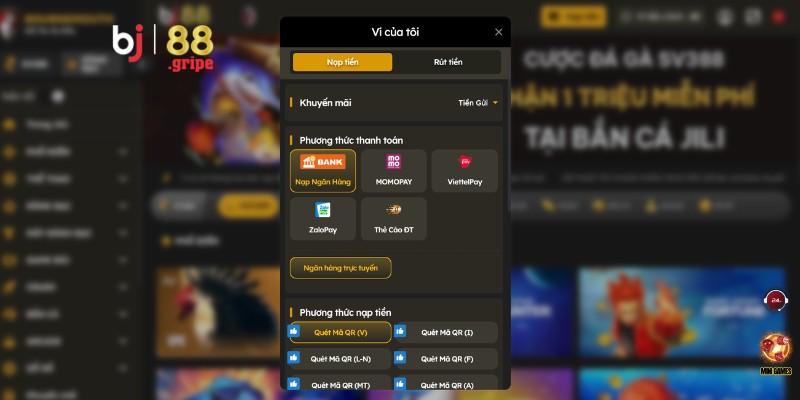 Nạp tiền BJ88: Nhiều cách nạp tiền vào cổng nhà cái tiện lợi 2 Các phương thức nạp tiền được hỗ trợ tại sân chơi Bj88